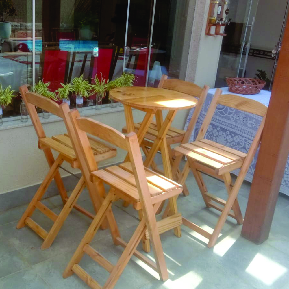Jogo de mesa bistrô em madeira